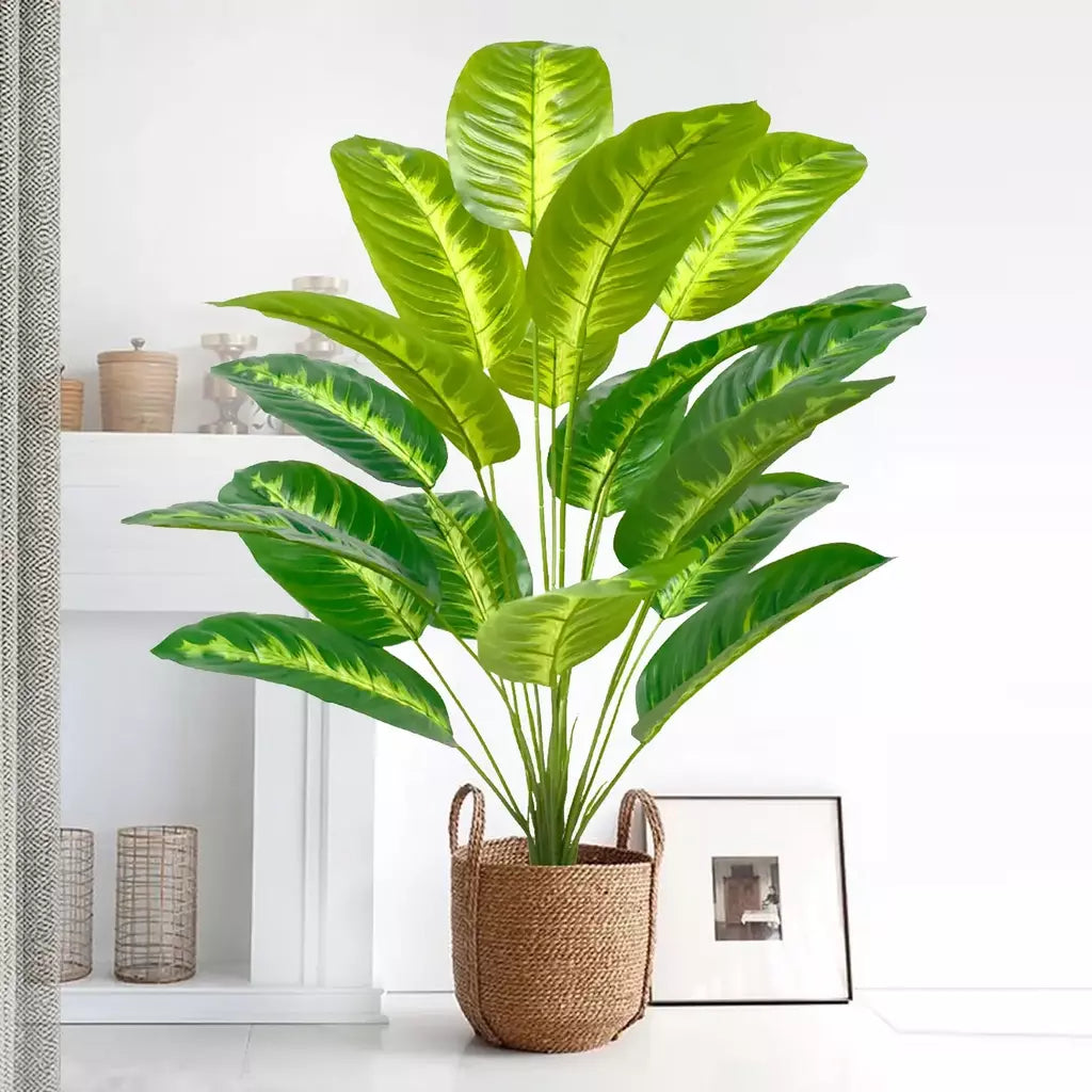 Palmeira tropical artificial 60-90-120cm(47,2 pol.) folhas de planta de banana falsa toque real planta de plástico strelitzia para jardim doméstico
