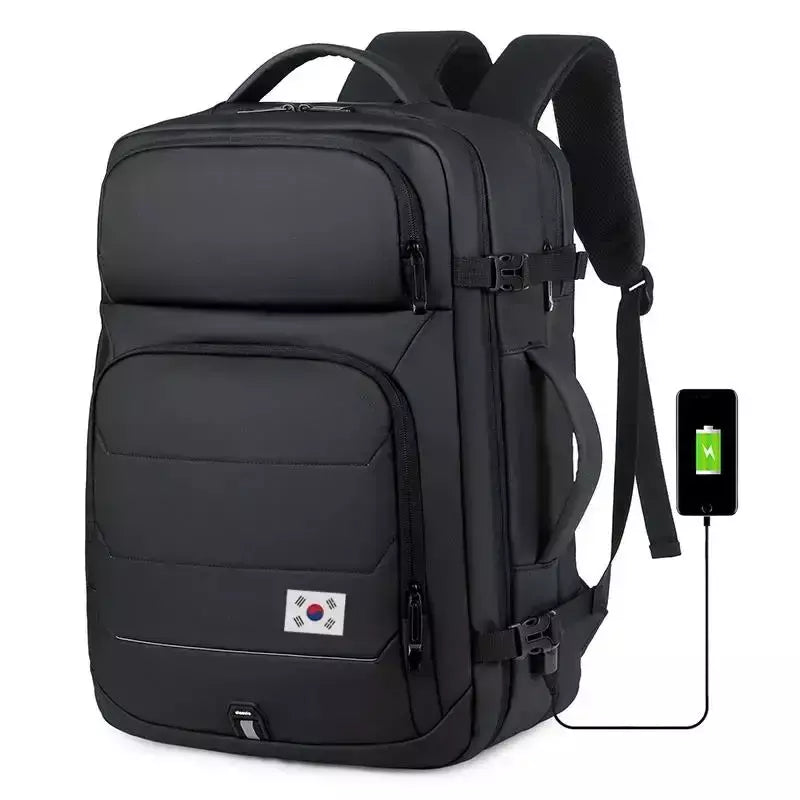 Mochilas expansíveis impermeáveis com porta de carregamento USB, Business National Flag Travel Bag, 17 "Laptop Bag, 40L
