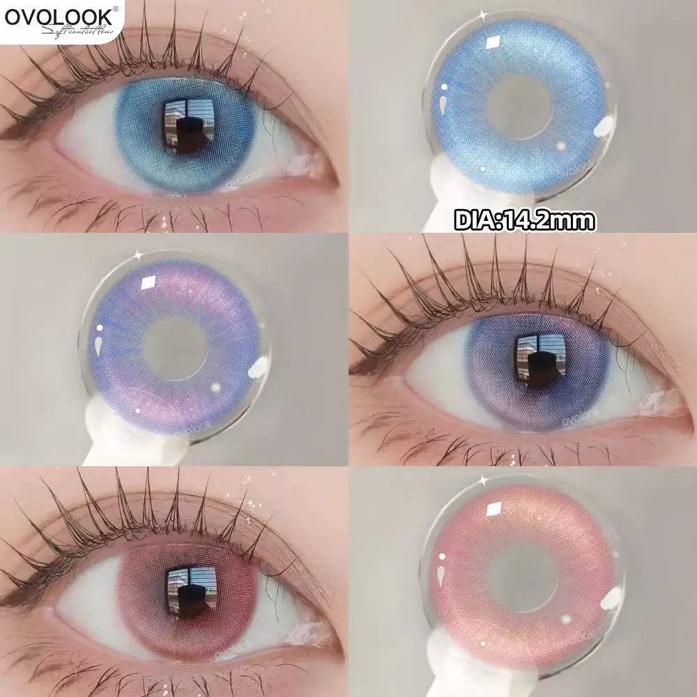 OVOLOOK-2pcs/par beleza roxo lentes de contato para olhos miopia lentes de contato coloridas lente azul natural moda cosplay alunos