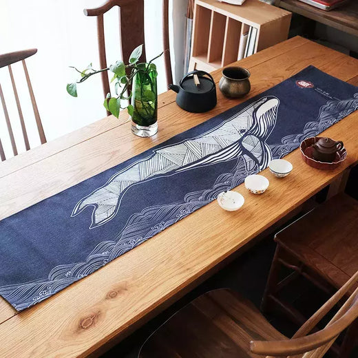 Simples chinês Lotus Table Runner, japonês Wave Table Flag, Koi Fish Toalha de Mesa, Acessórios para Cerimônia do Chá, Estilo Nacional