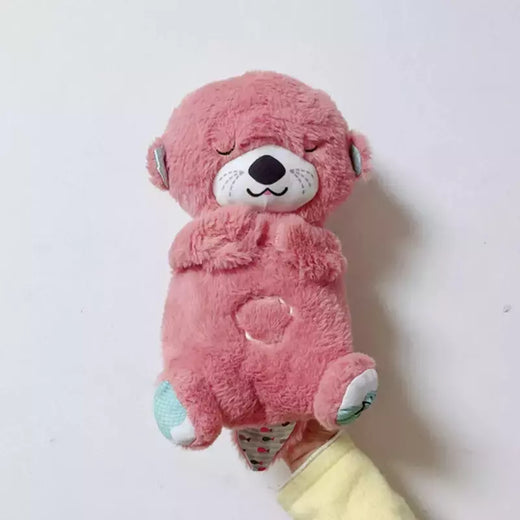 Baby Breath Bear Calmante Otter Plush Toy, Criança Calmante Música, Companheiro do sono, Som e Luz, Presentes de boneca