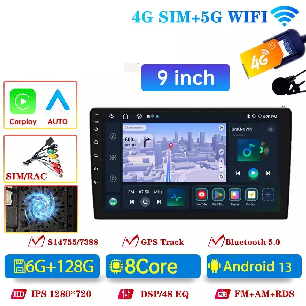 8581 8 Core Rádio do carro 7/9/10 ''2 Din Android 13 auto Vídeo Multimídia Estéreo Universal Carplay 8581 Para Volkswagen Nissan Hyundai Kia toyota fiat jeep honda toro Chevrolet Peugeot Citroën Ford