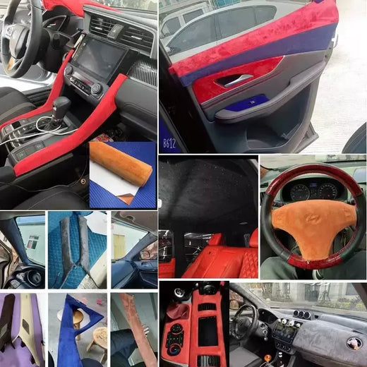 200x150cm atualização tamanho grande camurça couro quatro lados elástico auto-adesivo couro para interior do carro caixa de jóias adesivo de couro