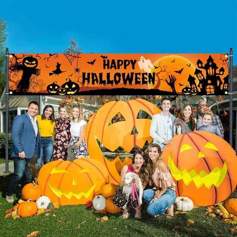 Fantasma halloween abóbora banner retro festa de halloween sinais banner decorações cerca quintal varanda sinal ao ar livre decorações terror