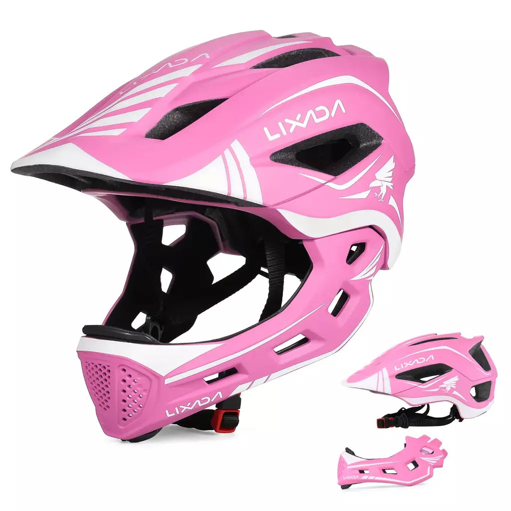 Lixada crianças 2-em-1 destacável capacete facial completo crianças esportes capacete de segurança da bicicleta equipamentos de proteção crianças capacete de ciclismo