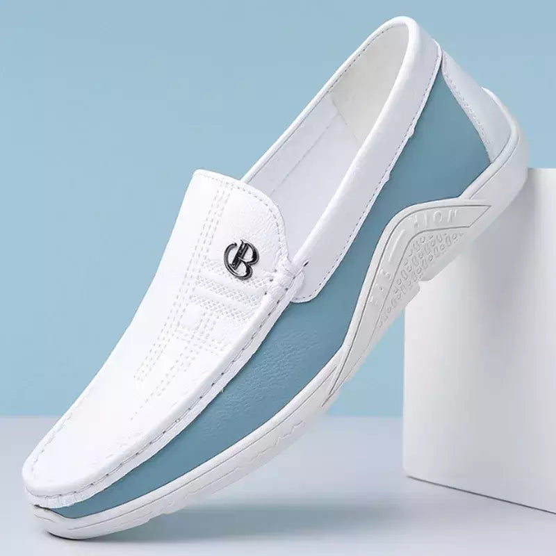 Deslizamento casual masculino em sapatos de couro, mocassins formais, sapatilhas macias e respiráveis para homens, direção antiderrapante, trabalho de escritório, 2024