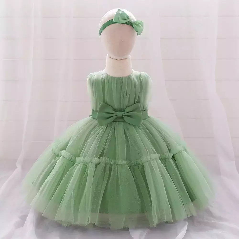 Elegante vestido de tule para meninas, bebê infantil, 1st Birthday, Vestidos de batismo, Kids Wedding Party, Toddler Clothes, Verão