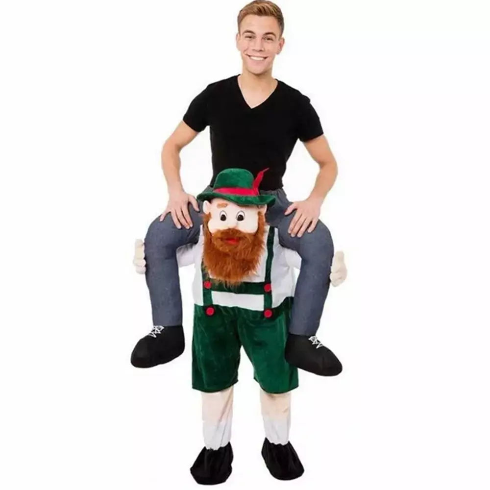 Adulto Halloween Cosplay Trajes para homens e mulheres, Ride On Me Mascote, Carry Back, Calças de animais engraçados, Perna falsa, Festa de Natal