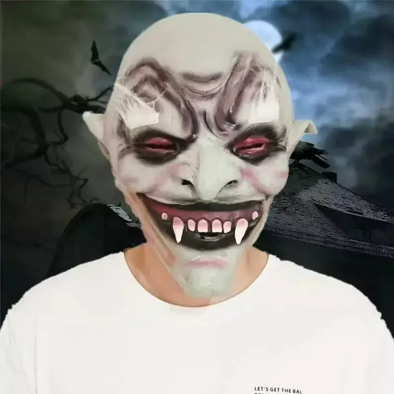 Halloween sobrancelha branca velho demônio máscara de terror casa fantasma sala de fuga mutante vampiro fone de ouvido rosto cheio vestir-se prop