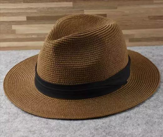 Chapéu de palha panaman cabeça grande masculino, chapéu de tecido dobrável, chapéu top jazz, proteção solar, sombreamento solar, tamanho grande, 63cm