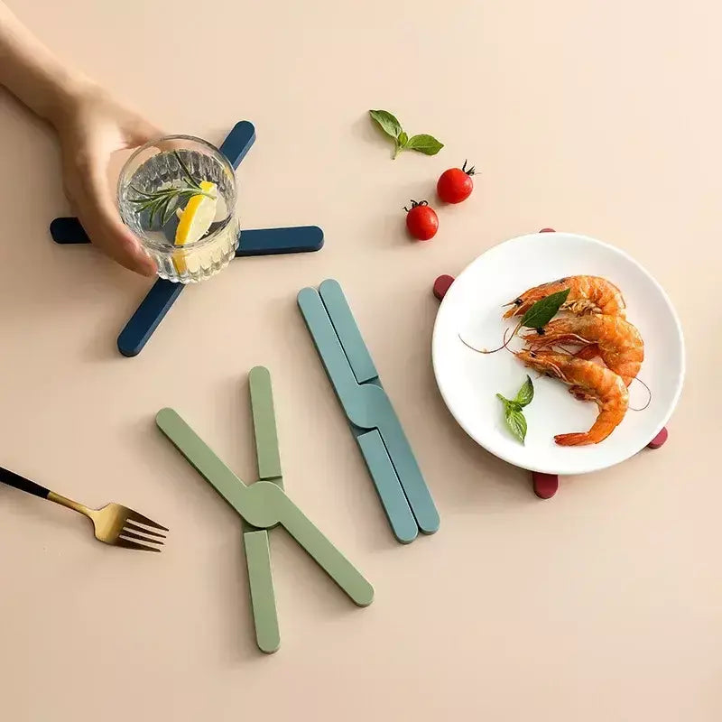 Silicone x em forma de almofada resistente ao calor dobrável antiderrapante pote pan esteira mesa placemat prato cruz titular coaster cozinha