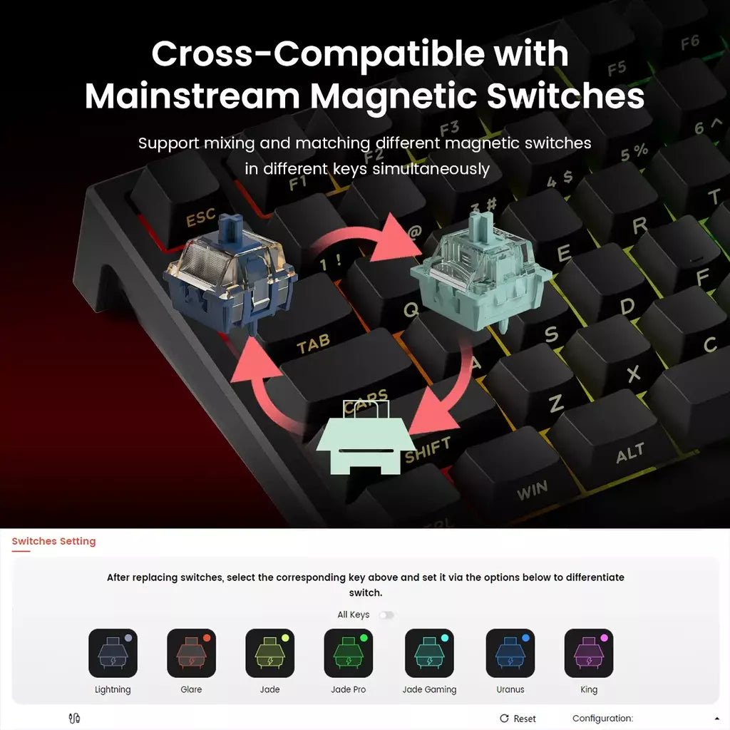Akko tac75 he teclado de interruptor magnético 75% teclados para jogos gatilho rápido 0.005mm 8k rgb com fio esports teclado personalizado para gamer