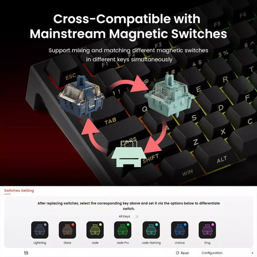 Akko tac75 he teclado de interruptor magnético 75% teclados para jogos gatilho rápido 0.005mm 8k rgb com fio esports teclado personalizado para gamer