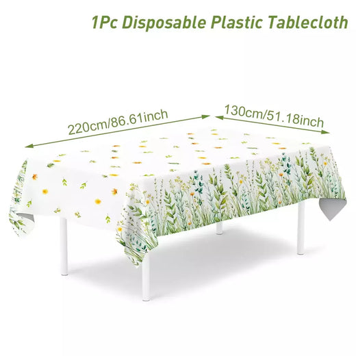 Spring Wild Grass Tablecloth, Table Cover for Home Decor, Verão, Primavera, Verde, Feriado, Casamento, Birthday Party, Kids, Baby Shower