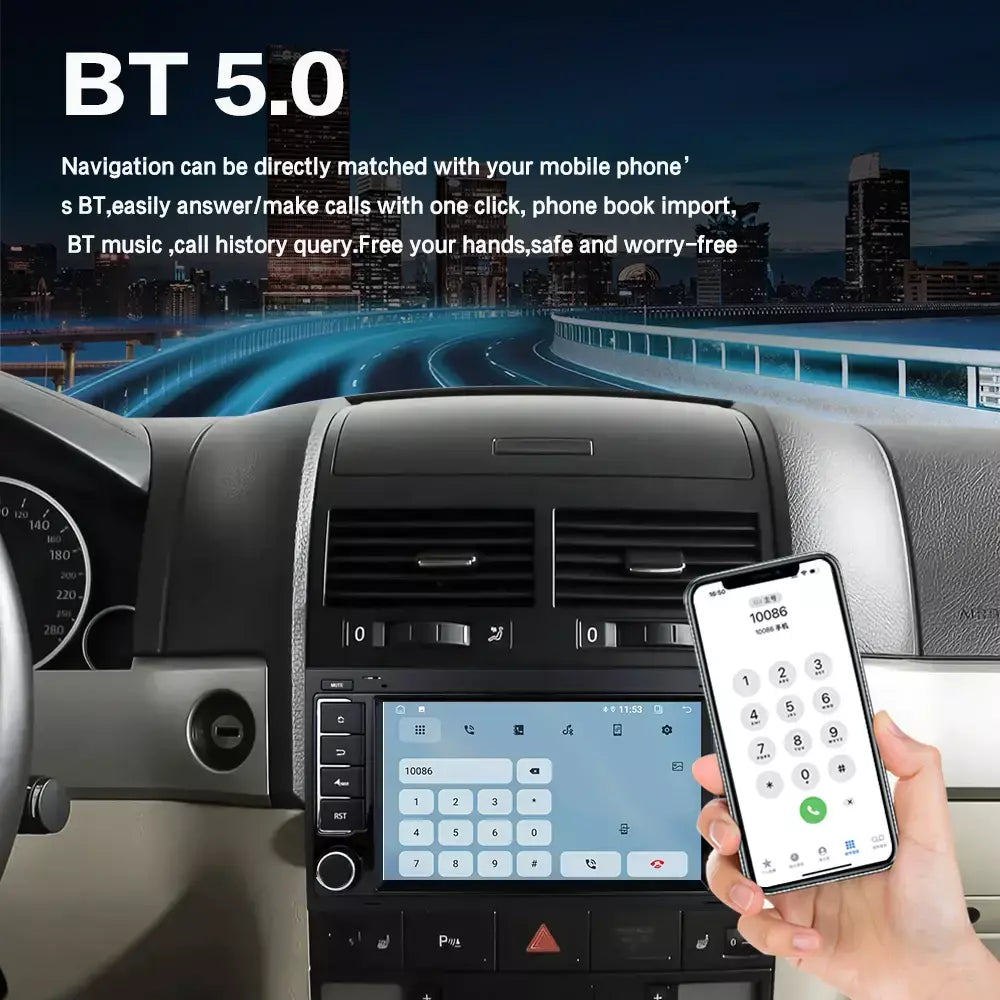 Leitor multimídia carro com Bluetooth, Android 13, 2 Din, Carplay para Touareg T5 Transporter, Volkswagen VW 2002-2010, Auto Bluetooth