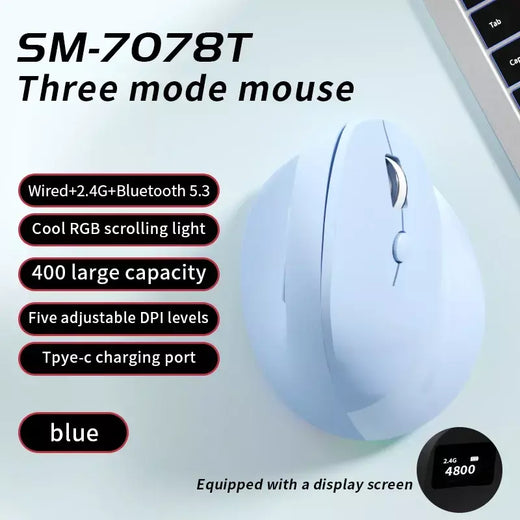 Xiaomi mouse vertical tri-mode com display de nível de bateria ergonômico personalizado aperto lateral 4800 dpi mudo mouse de escritório para jogos