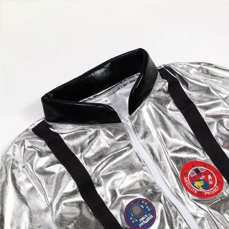 Masculino feminino zíper bordado aventura astronautas terno cosplay traje conjunto qualidade premium festa de halloween desempenho palco