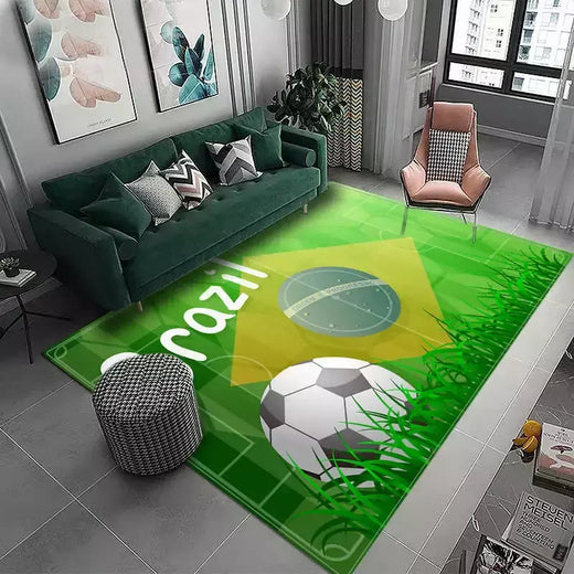 3D Campo de Futebol Tapete para Crianças Quarto Macio Tapete Tapete de Poliést