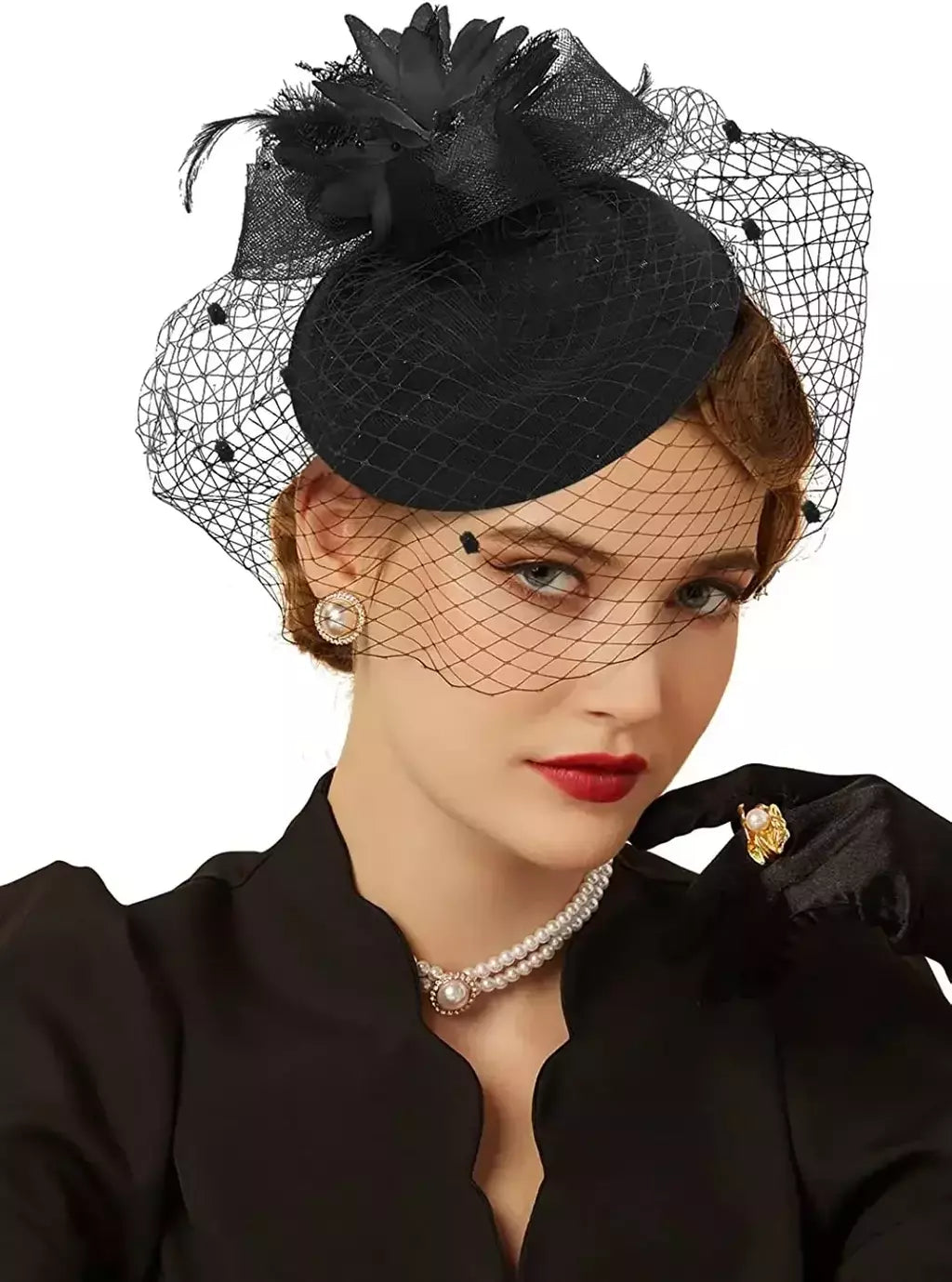 Vintage Fascinator Chapéus para Mulheres, Kentucky Derby, Véu De Flor, Grampo De Cabelo, Festa De Chá De Casamento, Chapéu Pillbox, 20s, 50s