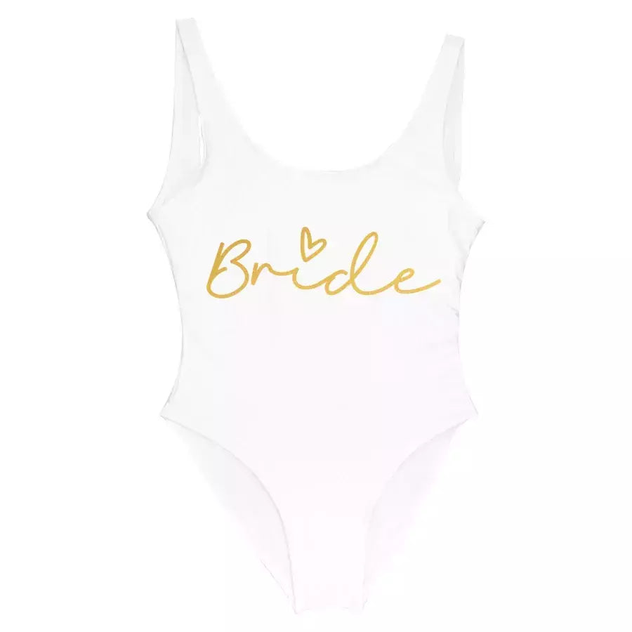 Fato de banho feminino com estampa dourada, squad, festa de solteira, moda praia verão, 1 pc, S a 3XL