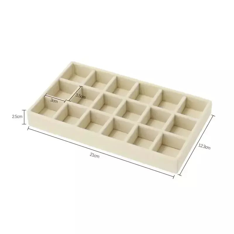 Atualizar caixa de armazenamento de jóias de veludo colar empilhável bandeja de exibição pulseira brinco organizadores diy artesanato gaveta caixa cinza