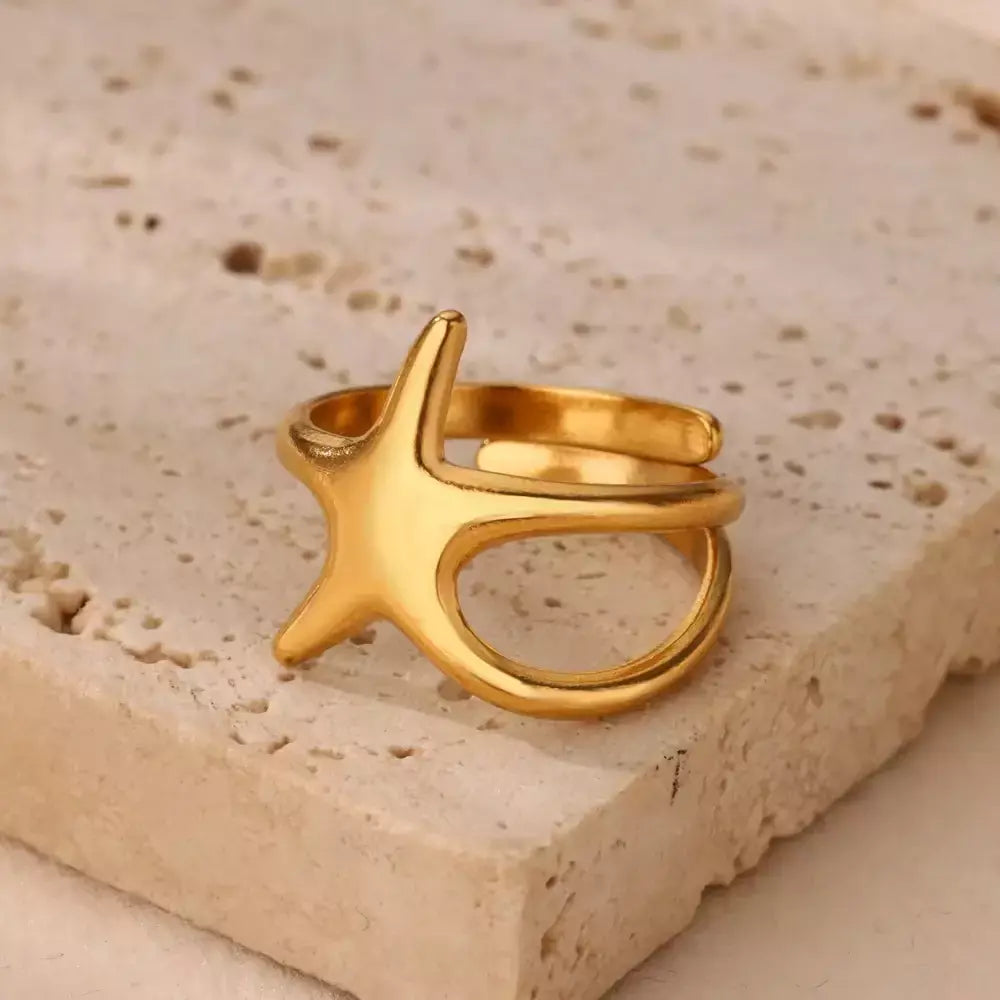 Anéis geométricos de zircônia de aço inoxidável para mulheres luxo mau olhado cor dourada ajustável na moda casamento estética jewerly presente