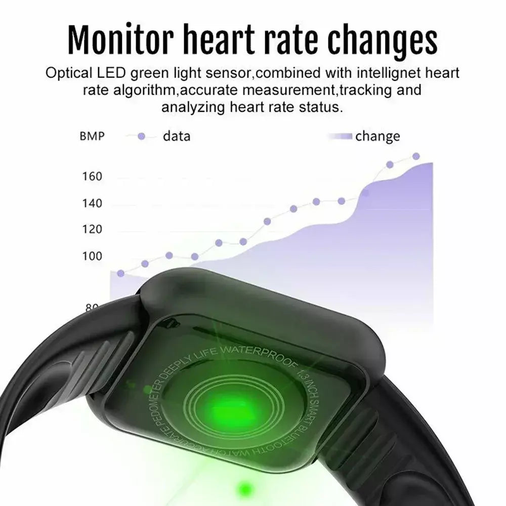 Relógio masculino eletrônico pulseira de fitness smartwatch relógio inteligente y68 d20 monitor sono presente para ios android smartphones despertador
