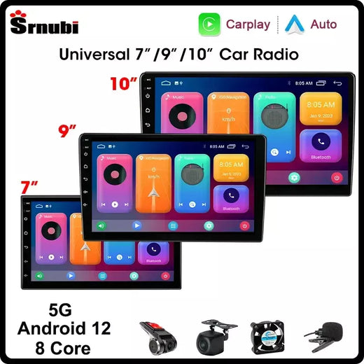 Srnubi 7 9 10 ''Android 12 2 Din Rádio de carro para Toyota VW Kia Nissan Honda Lada Ford Reprodutor multimídia Carplay Estéreo 4G GPS DVD