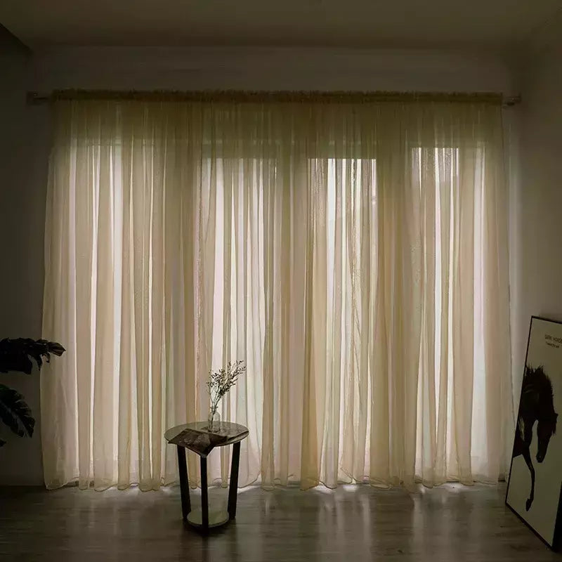 Branco Tulle cortinas Sheer para sala de estar, cortinas transparentes, sombreamento estilo simples, Voile Cortina