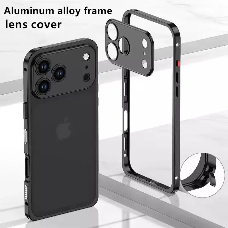 Aviação liga de alumínio quadro pára-choques caso do telefone para iphone 17 16 15 14 13 12 promax lente metal dissipação calor capa à prova de choque