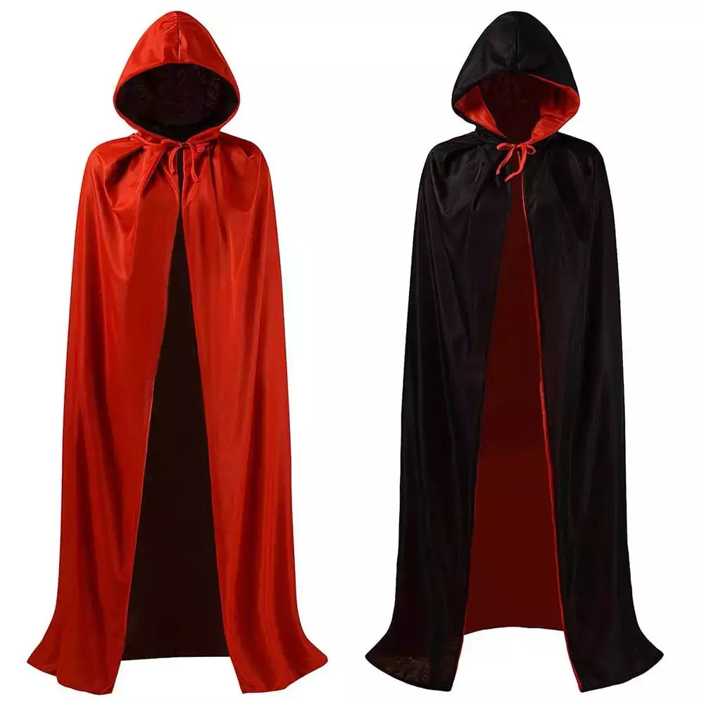Halloween feminino masculino roupas cosplay traje adulto crianças gola capa preto vermelho reversível boné vampiro capa festa de halloween