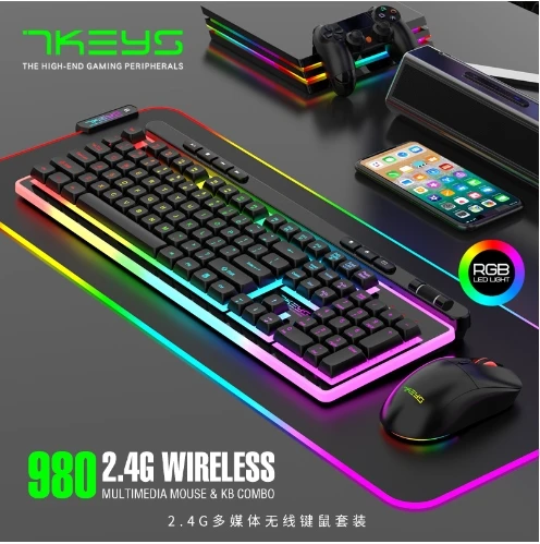 Novo conjunto de teclado e mouse sem fio da moda 2025