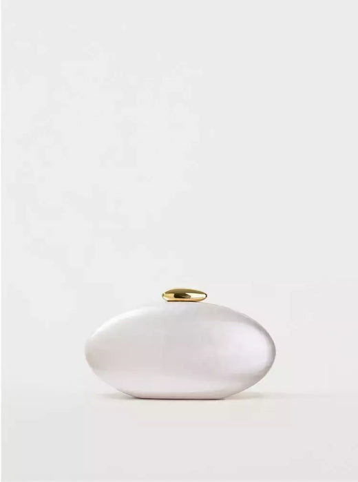 Saco de embreagem acrílico em forma de ovo para mulheres, bolsa de casamento, festa noturna, marfim bonito, cor pérola, bolsa, verão, novo, 2024