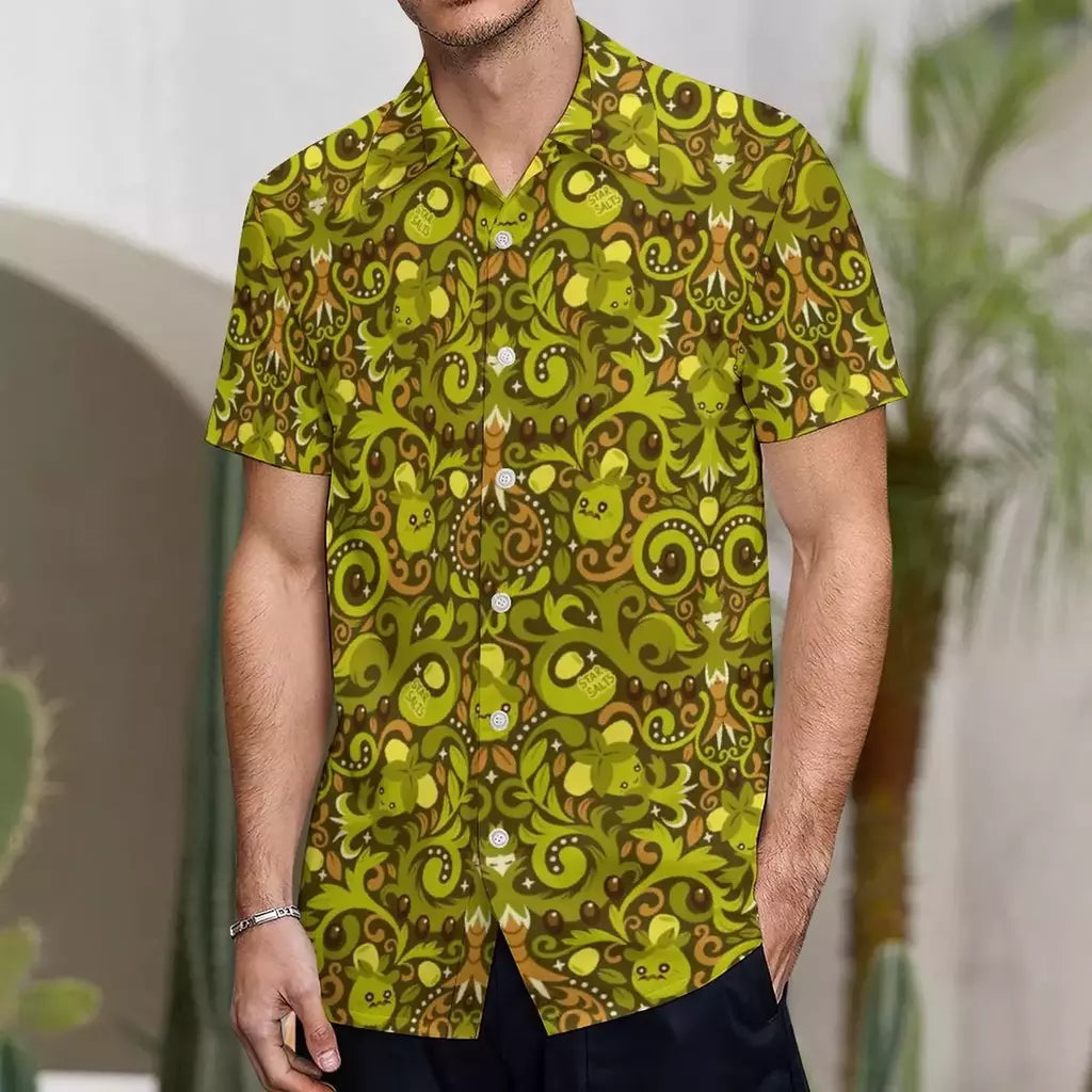 Camiseta havaiana masculina de manga curta, estampa de ovelha 3D, roupas de praia soltas, camisas grandes, verão