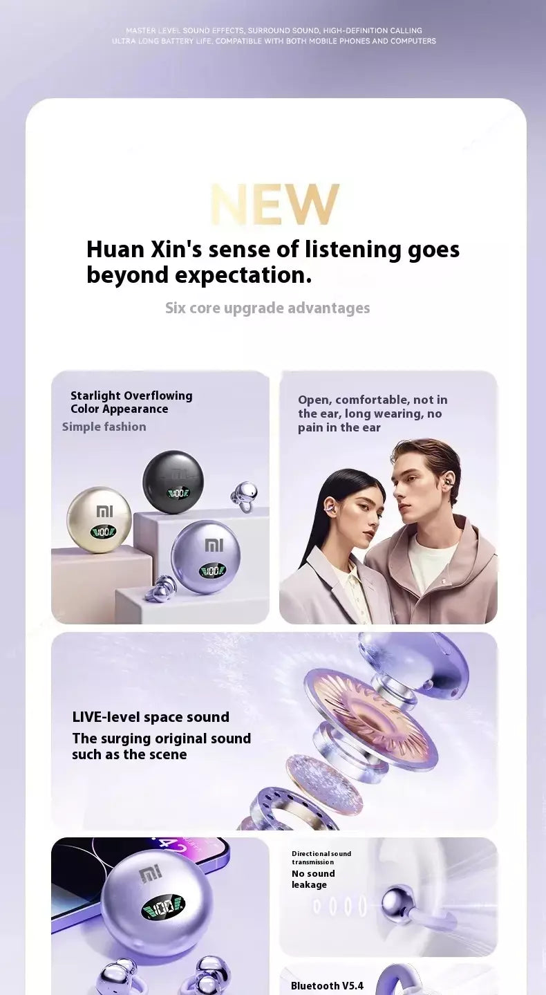 Xiaomi sem fio bluetooth q71 clip-on fones de ouvido alta qualidade som display led música esportes fone de ouvido