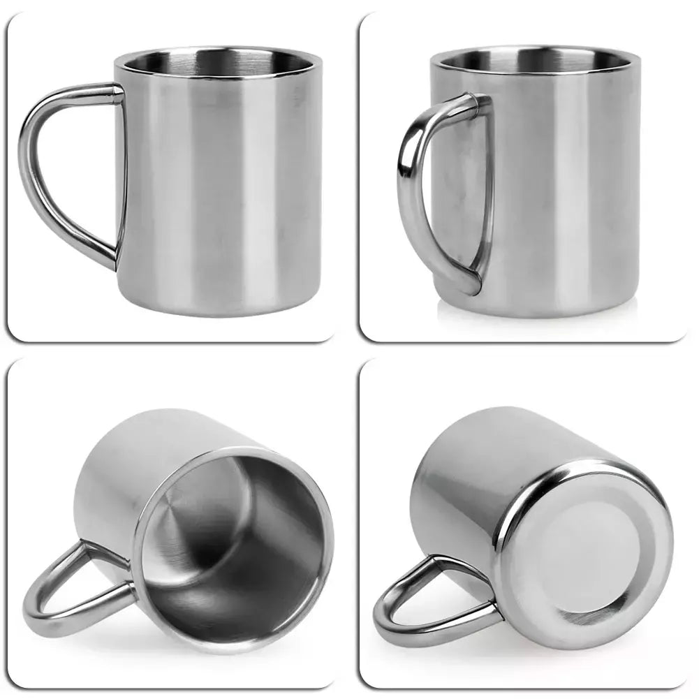 Double Wall Anti Scalding Coffee Mug, Copo de bebida inoxidável portátil isolado, Aço potável, Polimento Beer Tea Juice, 220ml
