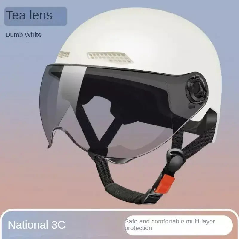 Capacete de segurança de bicicleta 3C certificado masculino e feminino adulto crianças dos desenhos animados bicicleta elétrica motocicleta meio capacete com óculos