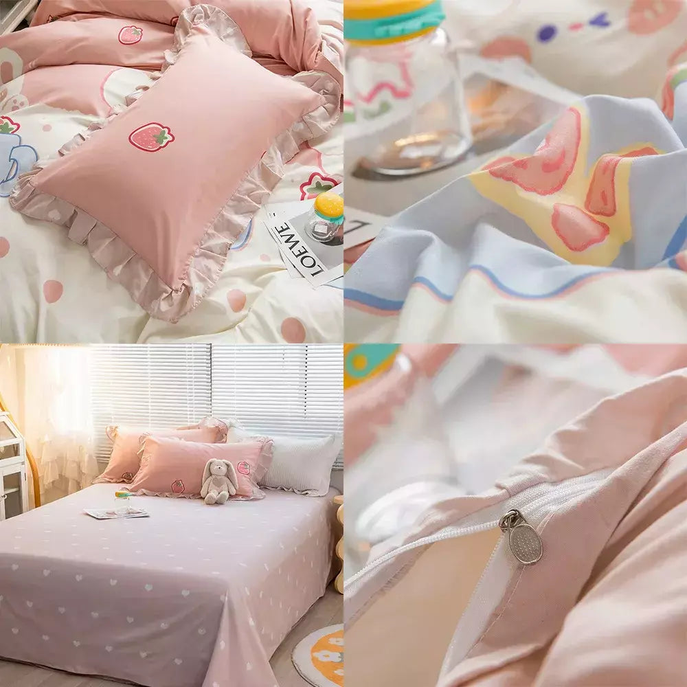 Yanyangtian rendas 4-piece conjunto de cama folha colcha capa fronha linho para a família crianças quarto sala estar conjunto 4 pçs