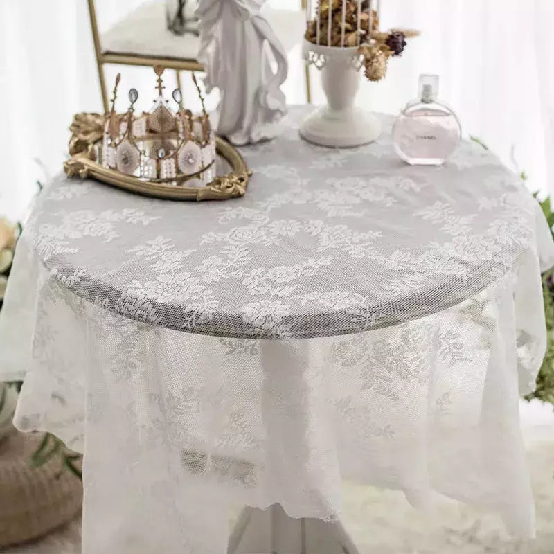 Toalha De Mesa De Renda Branca, Cobertura De Mesa De Jantar, Decoração De Festa De Casamento, Tampas De Mesa, Sala De Estar, Decoração De Mesa