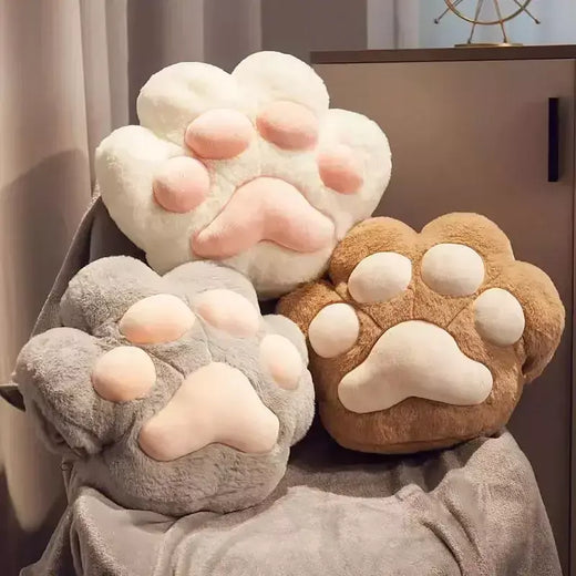 Bonito gato pata dupla finalidade escritório nap mão mais quente travesseiro cobertor do carro calor consolador macio material de pelúcia decoração para casa almofada