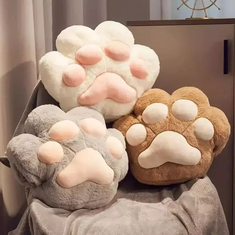 Bonito gato pata dupla finalidade escritório nap mão mais quente travesseiro cobertor do carro calor consolador macio material de pelúcia decoração para casa almofada