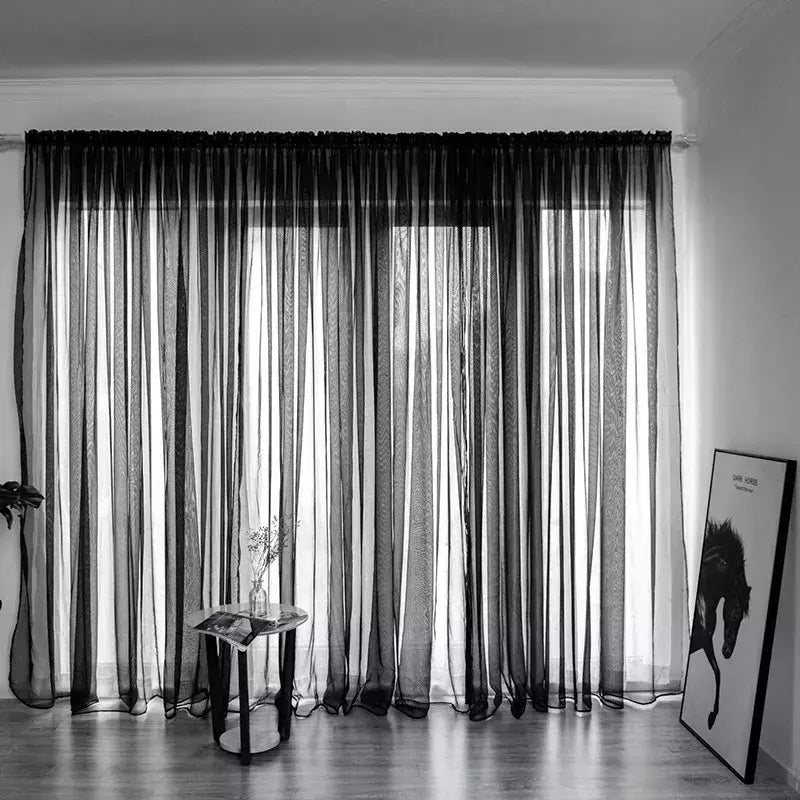Branco Tulle cortinas Sheer para sala de estar, cortinas transparentes, sombreamento estilo simples, Voile Cortina