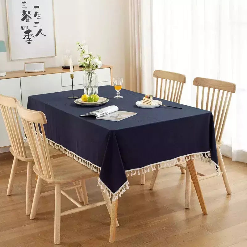 Toalha De Mesa De Mesa De Café De Algodão Retangular, Cobertura De Mesa Branca, Sala De Estar, Decoração De Casa, Pano, Casamento, Decoração De Natal
