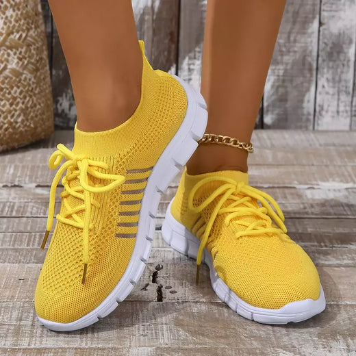 Tênis casual feminino, confortável e respirável, sapato de plataforma versátil com cordões, moda verão, 2024