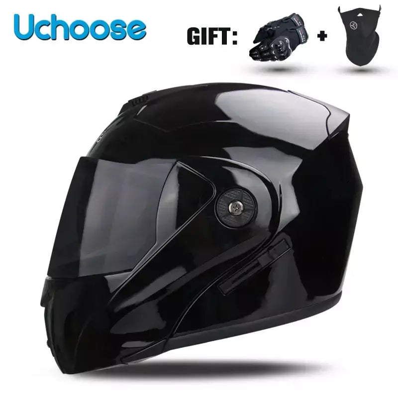 Unisex Capacete com viseira, lente dupla, seção transversal, segurança, modular, flip, capacete, certificação DOT, Uchoose