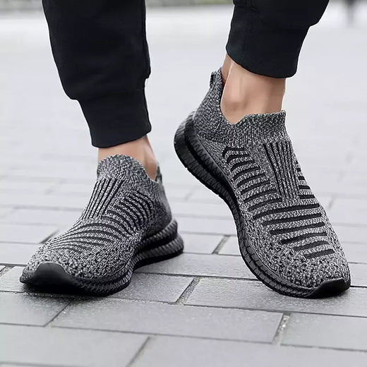 Sapatilhas casuais respiráveis masculinas, sapatos de malha confortáveis, tênis ao ar livre, tênis de caminhada, meias de corrida