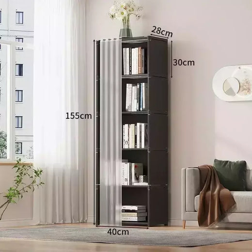 Dustproof High Capacity Partition Wardrobe, Open Bookshelf, Montagem simples Armário de armazenamento, Mobília do quarto, 6 camadas, 5 camadas