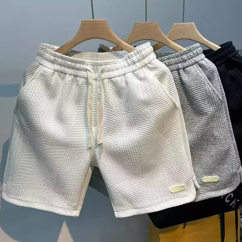 Shorts de verão folgados masculinos, casacos casuais, calças de praia grandes, remendo, novo estilo, moda