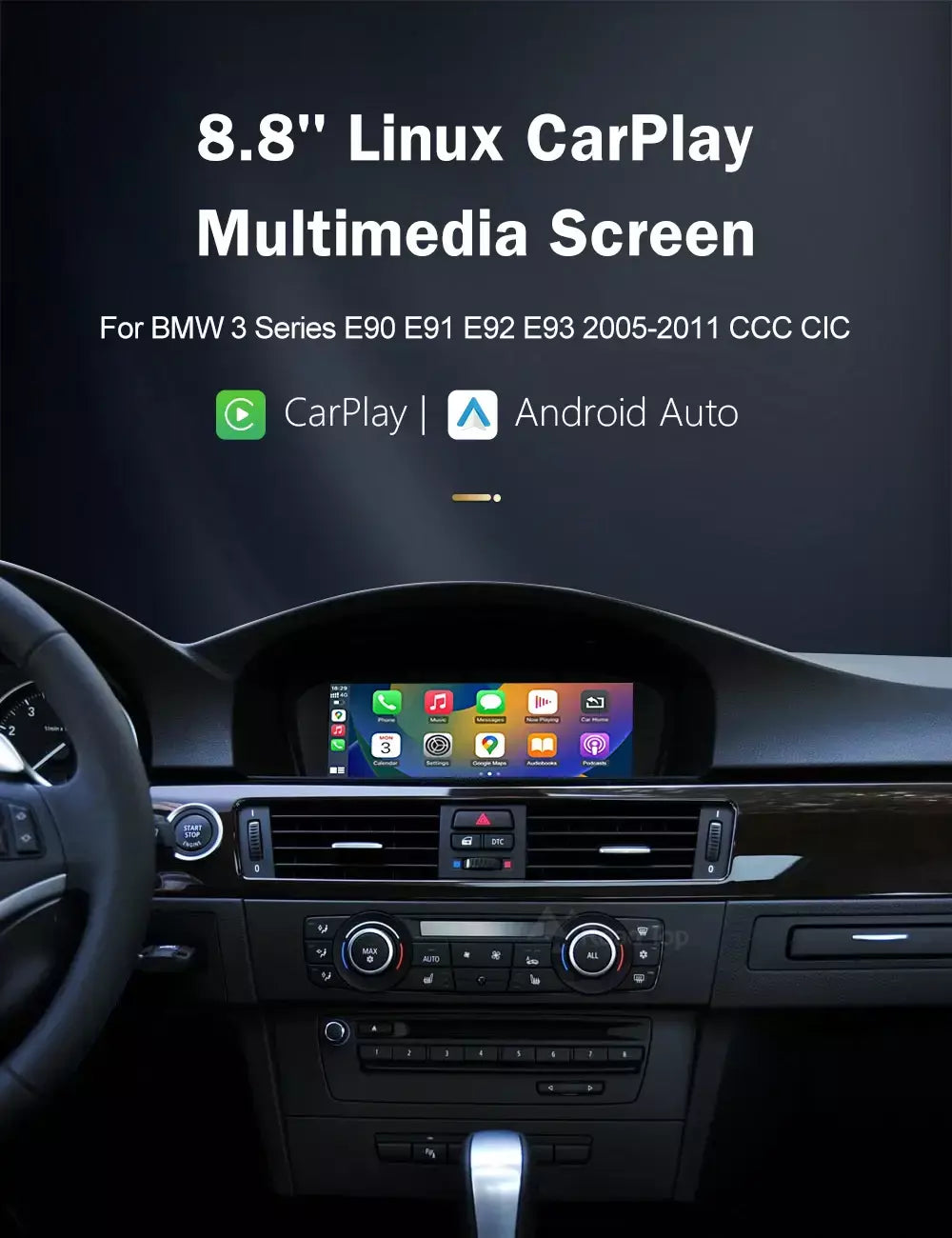 8.8 ''Sem fio roadtop carplay android auto para bmw série 3 5 e90 e91 e92 e93 e60 e61 ccc ci sistema tela de exibição multimídia