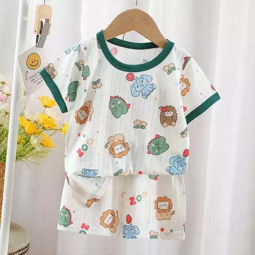 Conjunto de camiseta e shorts de manga curta para bebês meninos e meninas, roupas de urso de desenho animado, pijama de verão, 2 peças